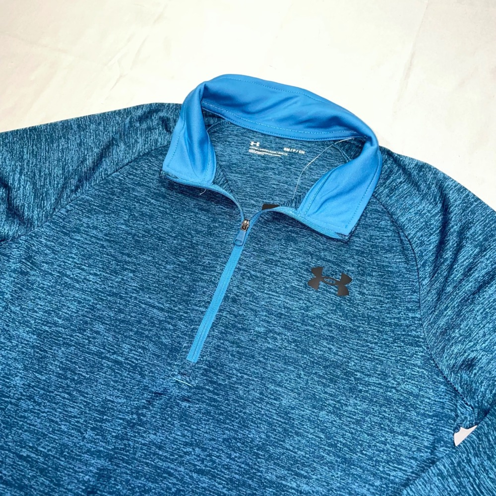 Under Armour‎ Womens Blue Space Dye Heather Quarter Zip Pullover Small Loose Fit